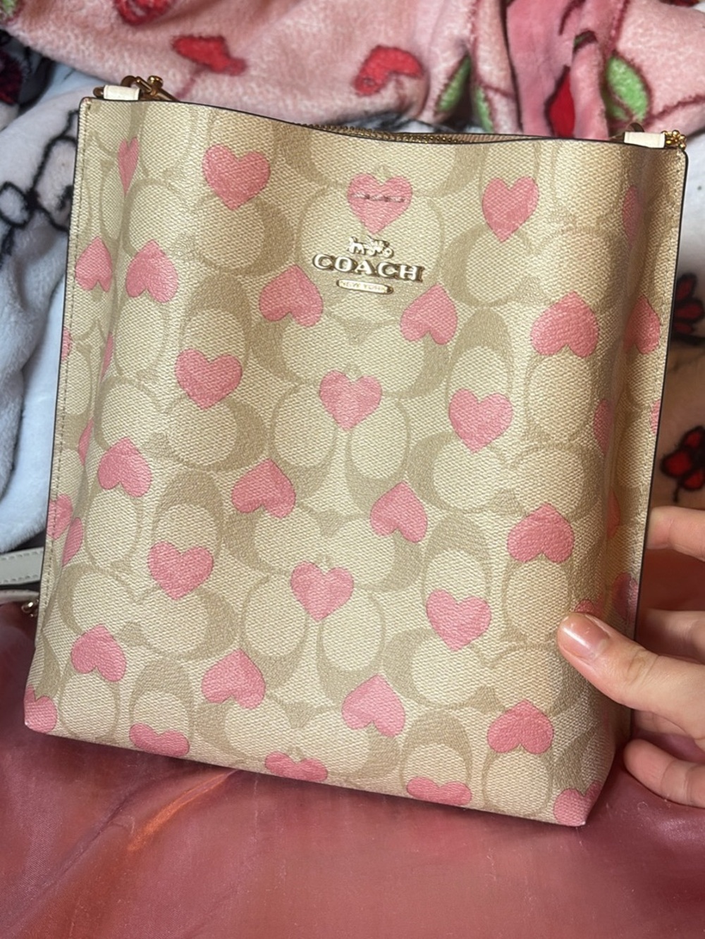 Coach with Pink Heart Print bucket purse (Valentine’s)